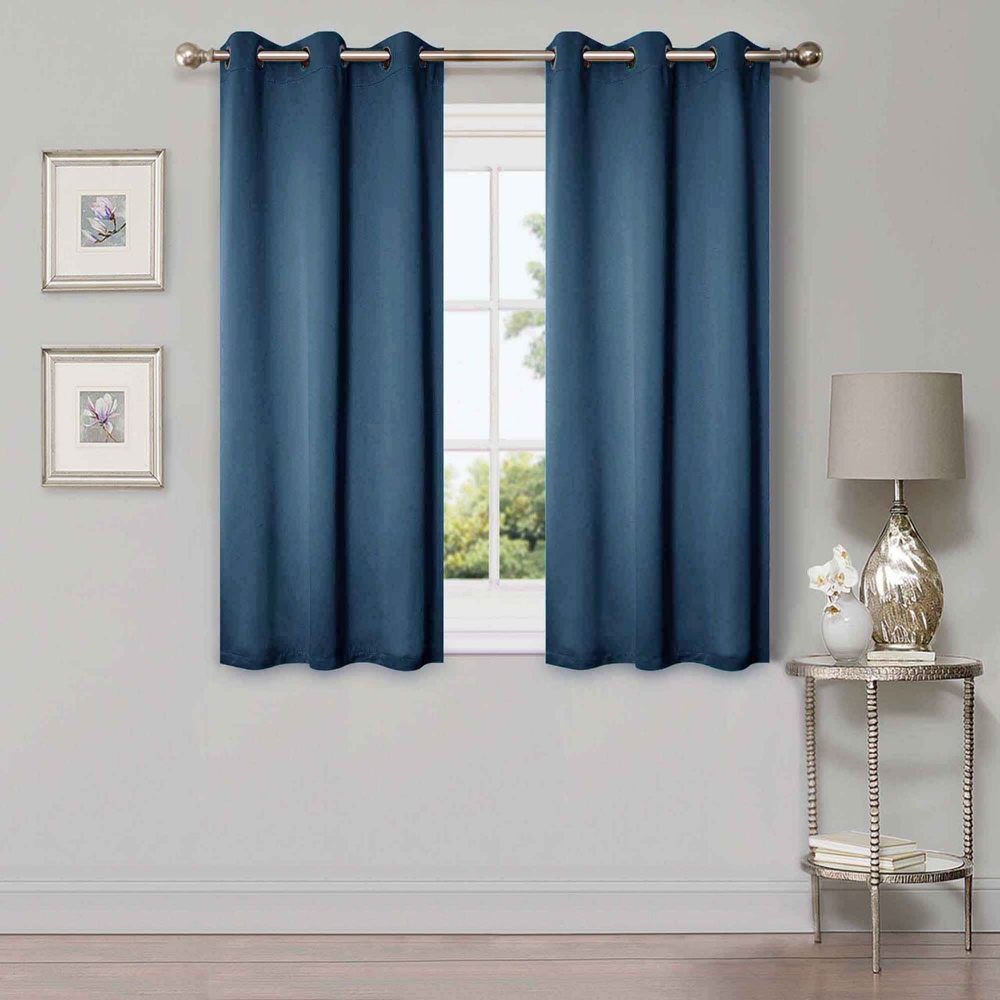 Classic Modern Solid Room Darkening Blackout Curtain Panels. Set of 2
