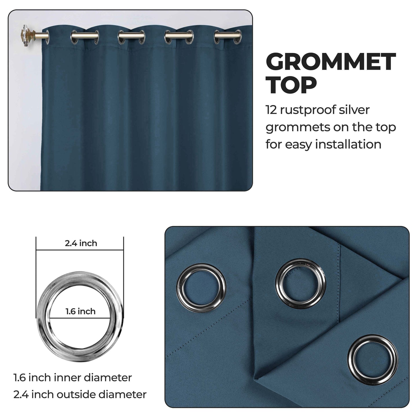 Classic Modern Solid Room Darkening Blackout Curtain Panels. Set of 2