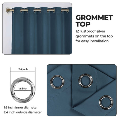 Classic Modern Solid Room Darkening Blackout Curtain Panels. Set of 2