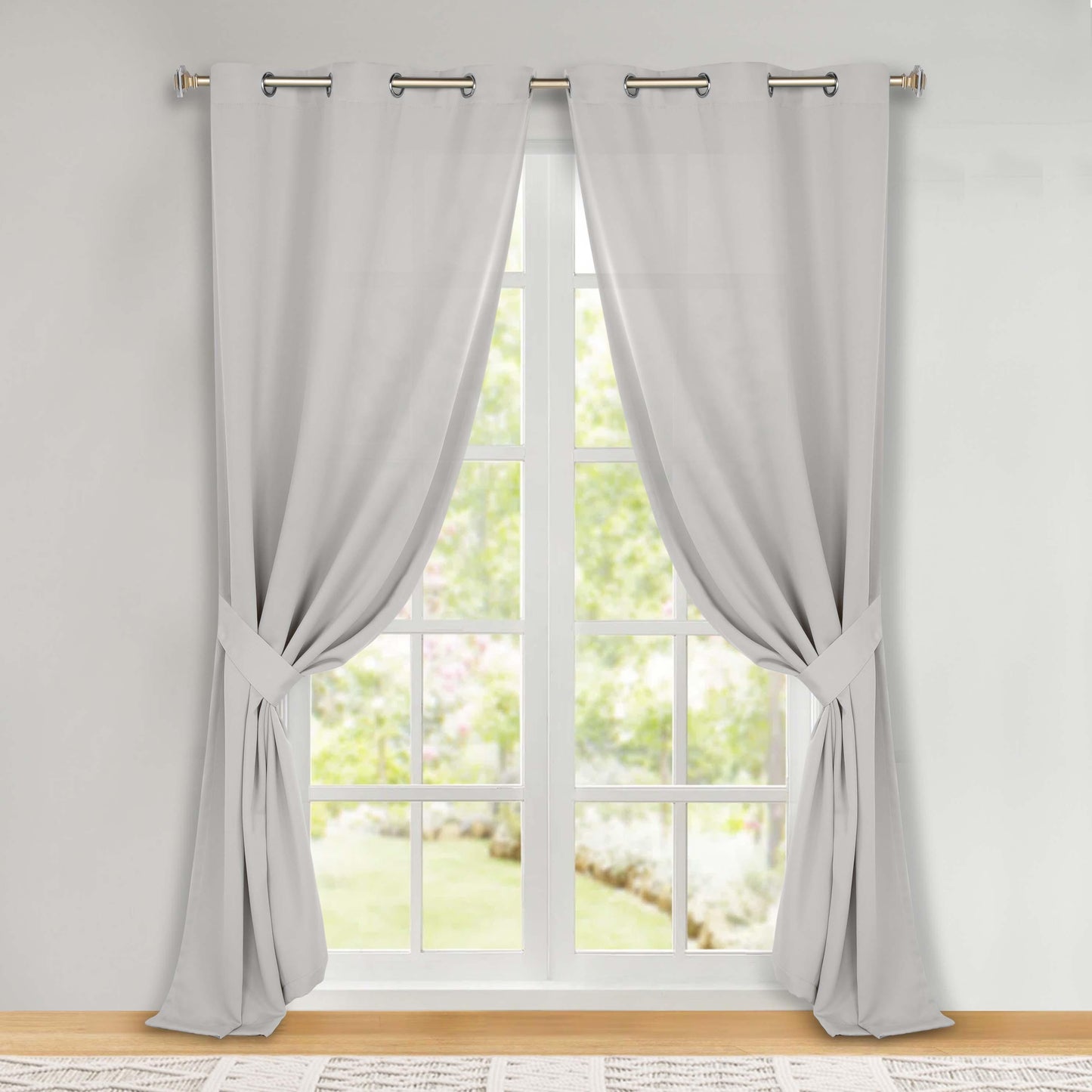 Classic Modern Solid Room Darkening Blackout Curtain Panels. Set of 2