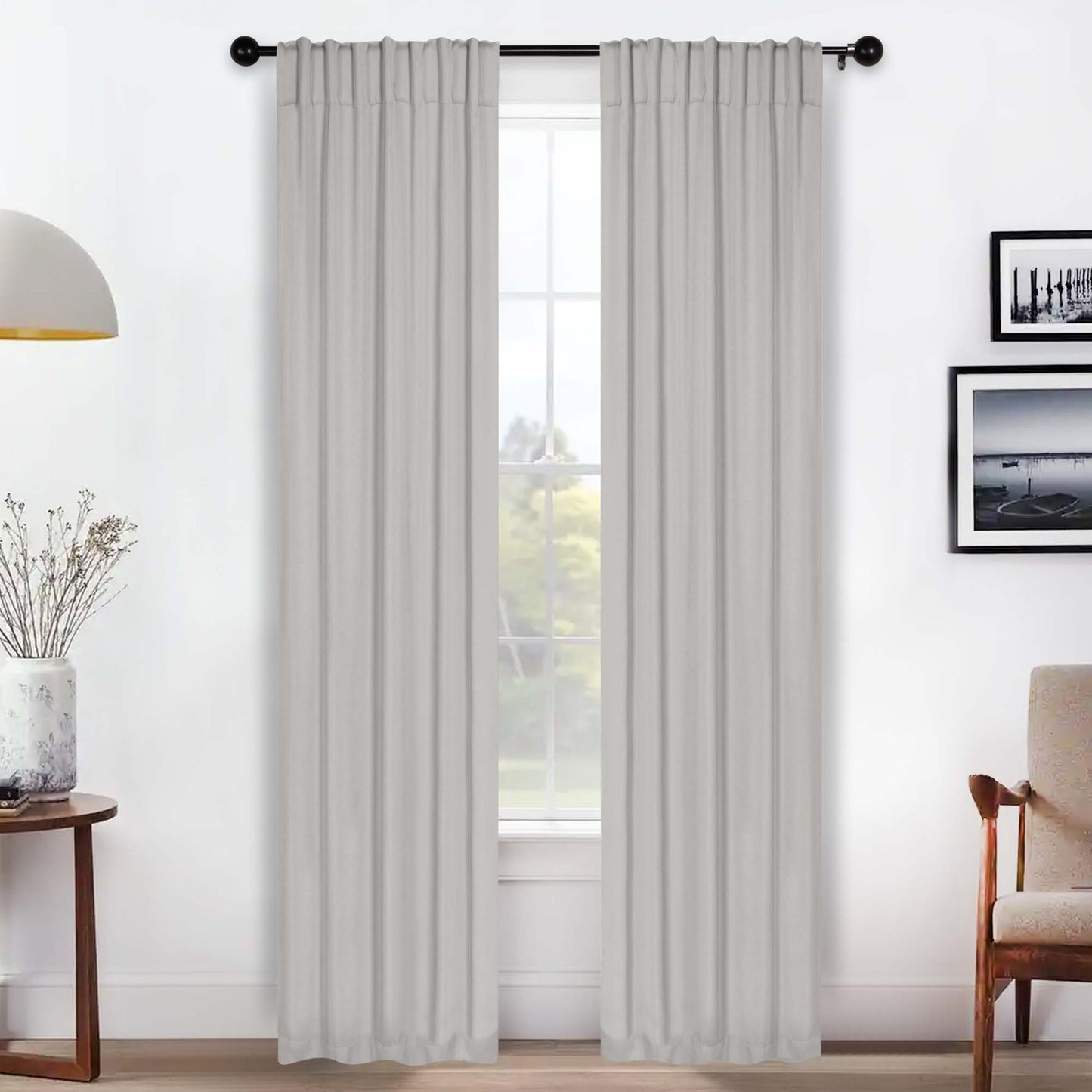 Solid Room Darkening Blackout Curtain Panels. Back Tabs. Set of 2