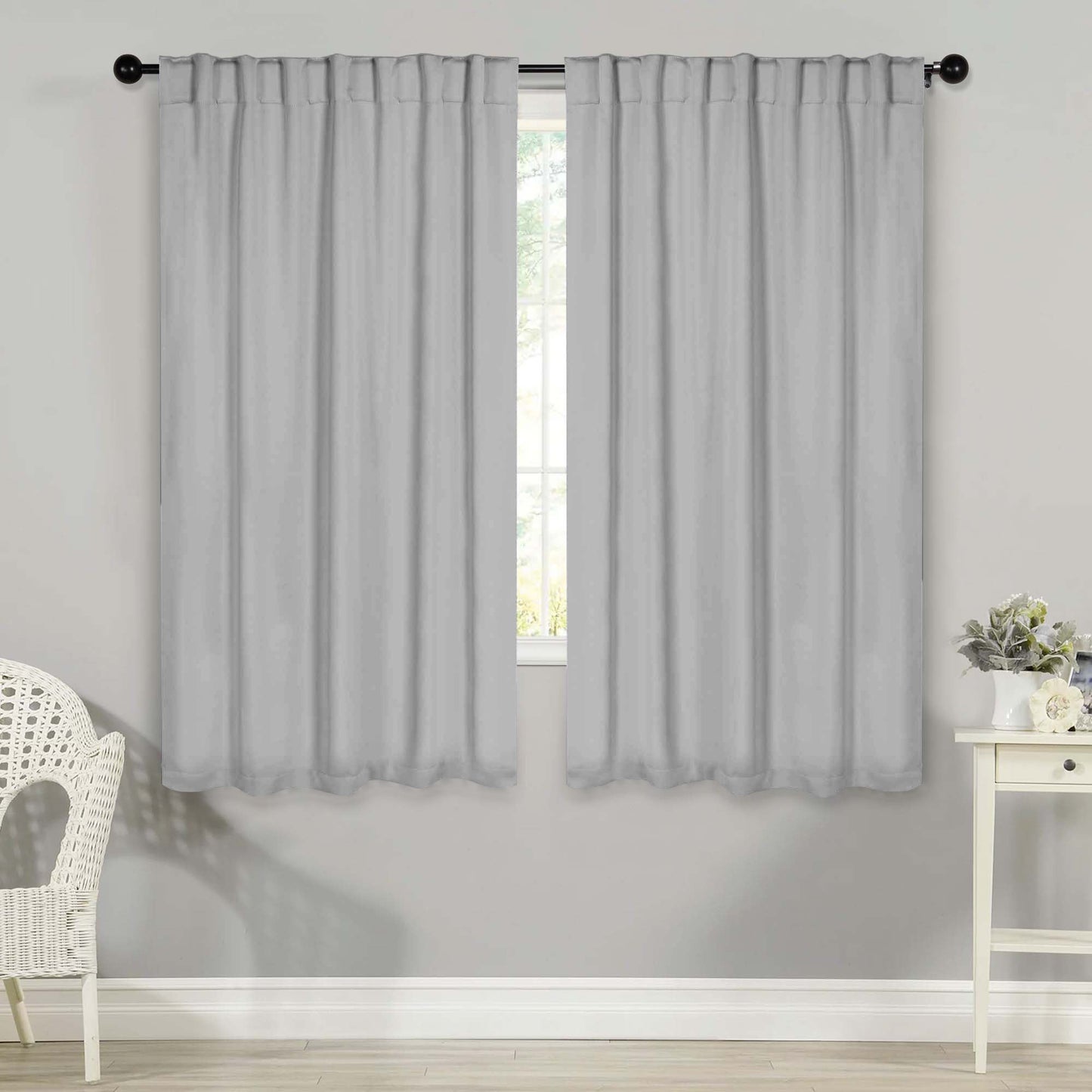 Solid Room Darkening Blackout Curtain Panels. Back Tabs. Set of 2