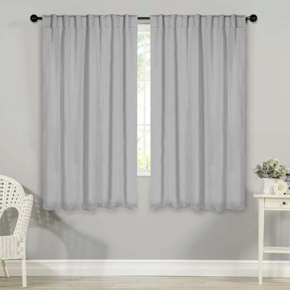 Solid Room Darkening Blackout Curtain Panels. Back Tabs. Set of 2