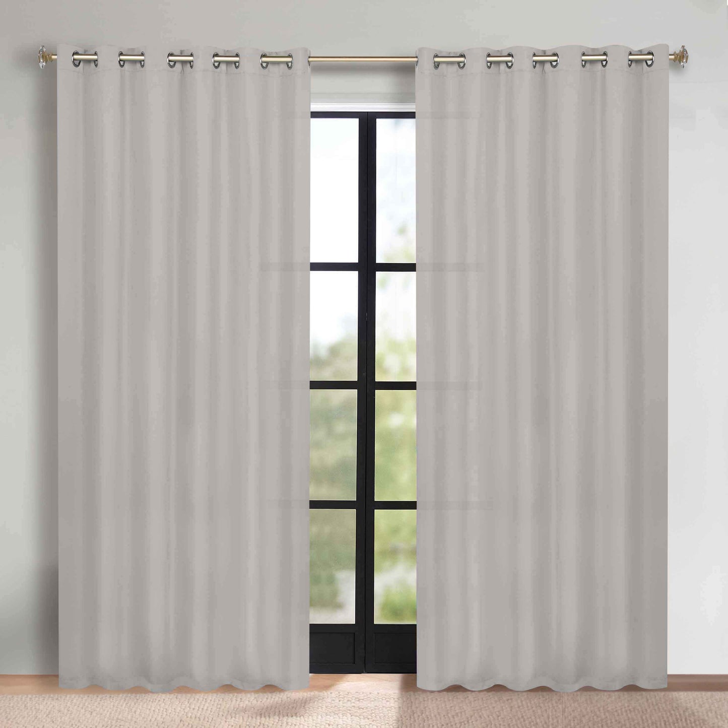 Classic Modern Solid Room Darkening Blackout Curtain Panels. Set of 2
