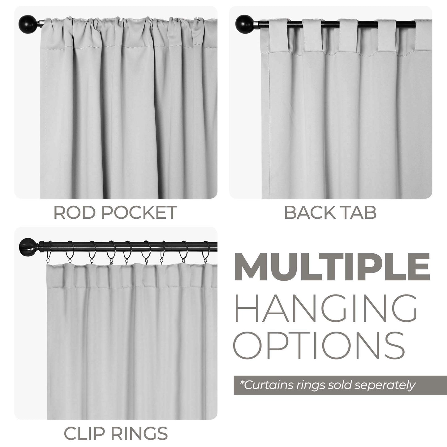 Solid Room Darkening Blackout Curtain Panels. Back Tabs. Set of 2