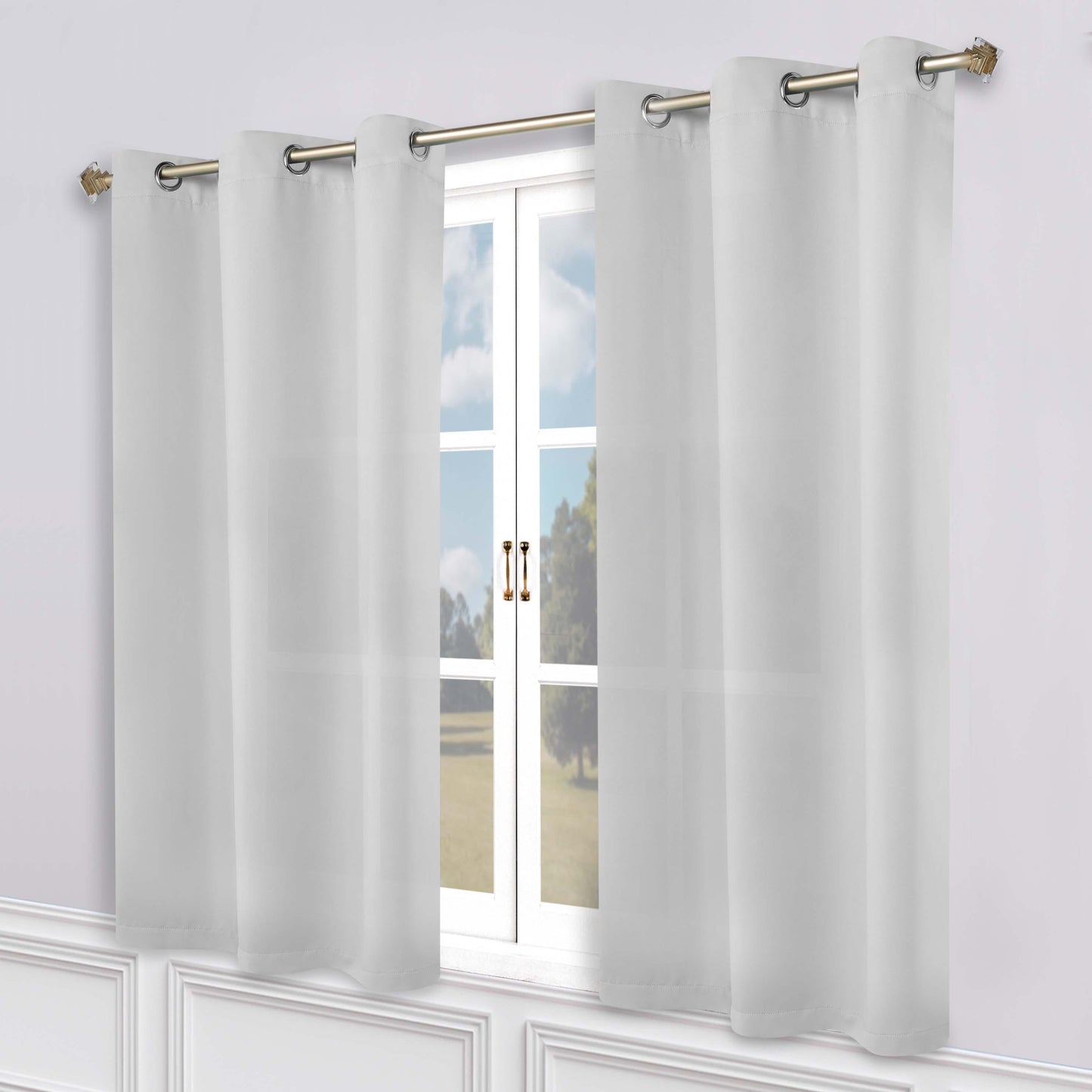 Classic Modern Solid Room Darkening Blackout Curtain Panels. Set of 2