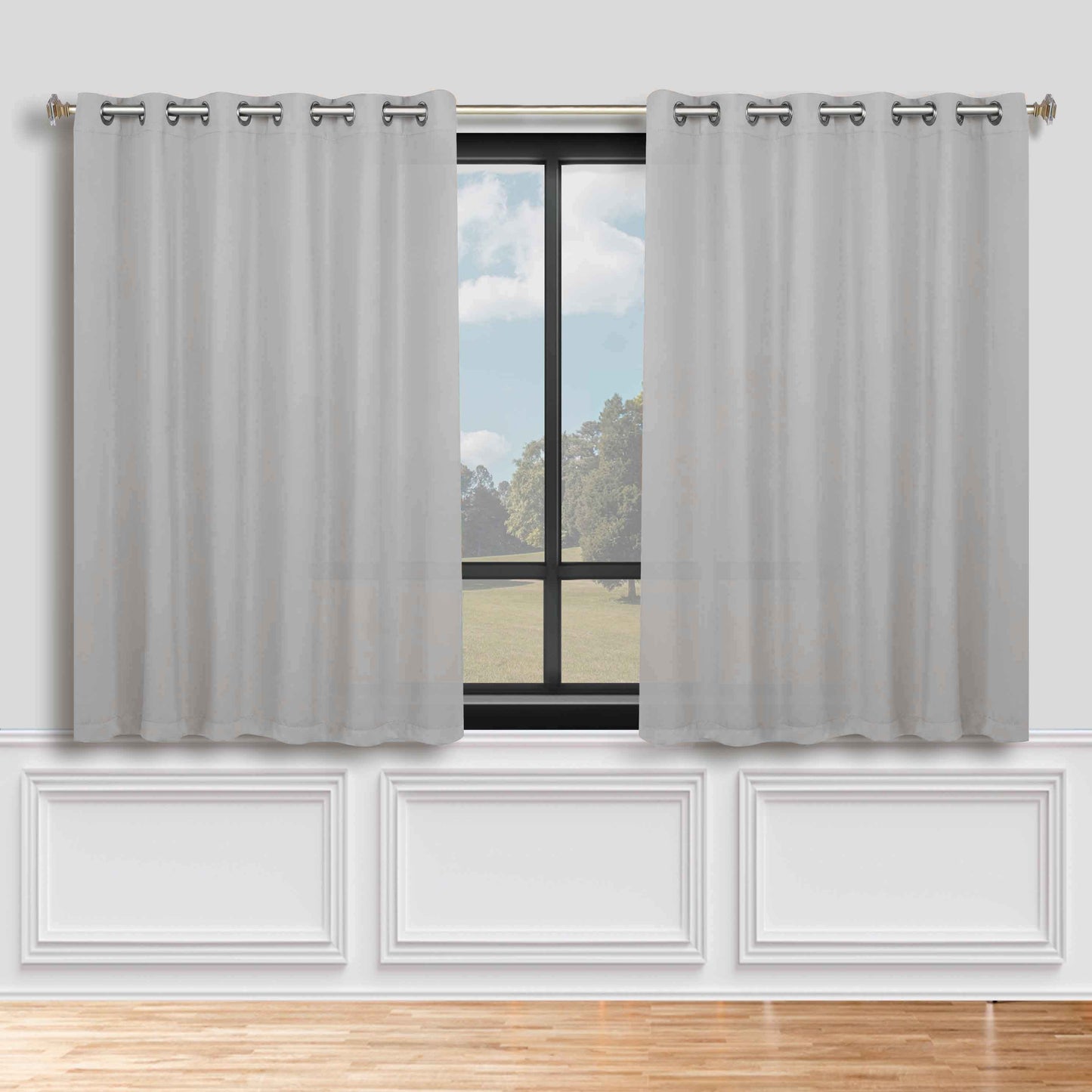 Classic Modern Solid Room Darkening Blackout Curtain Panels. Set of 2