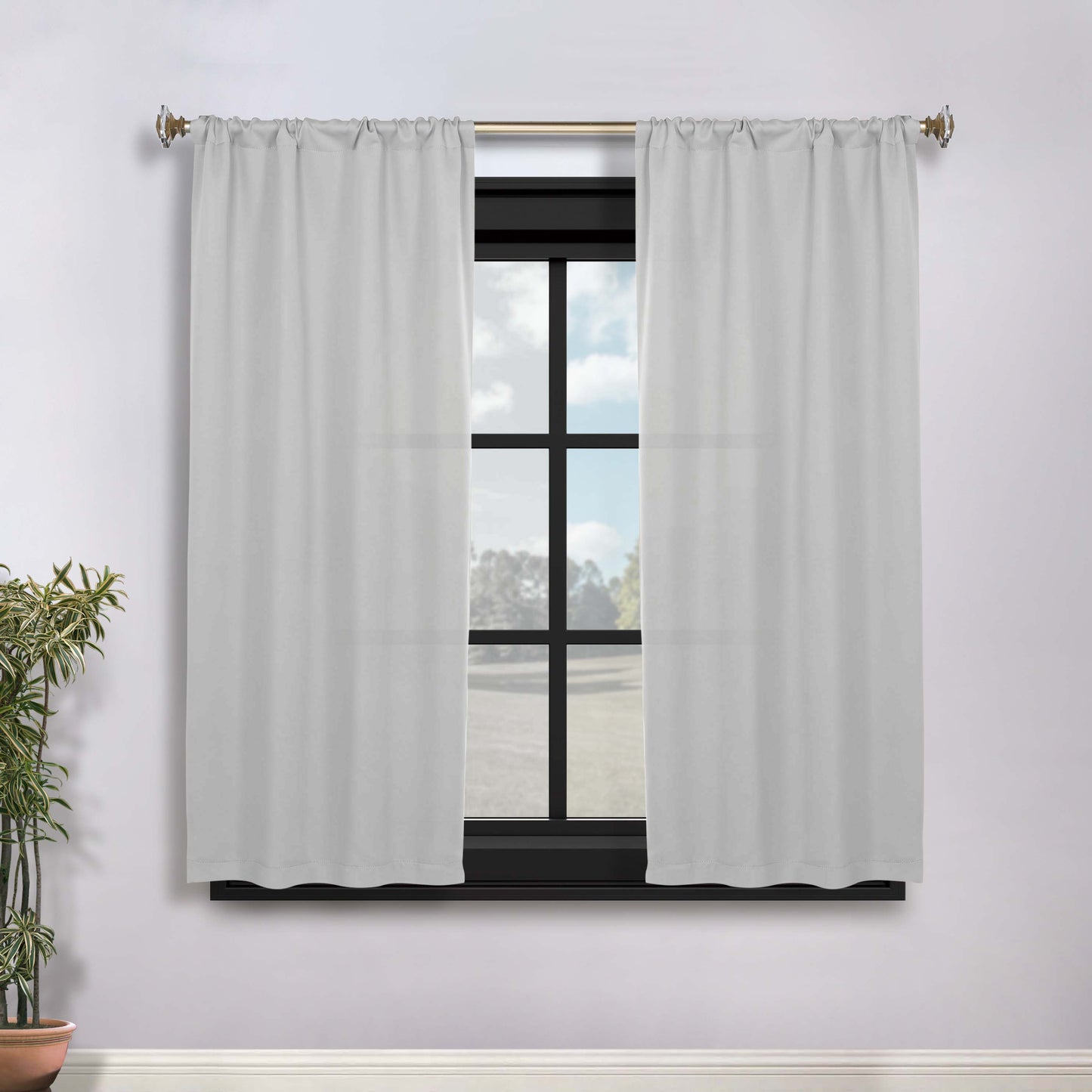 Solid Room Darkening Rod Pocket Blackout Curtain Panels. Set of 2