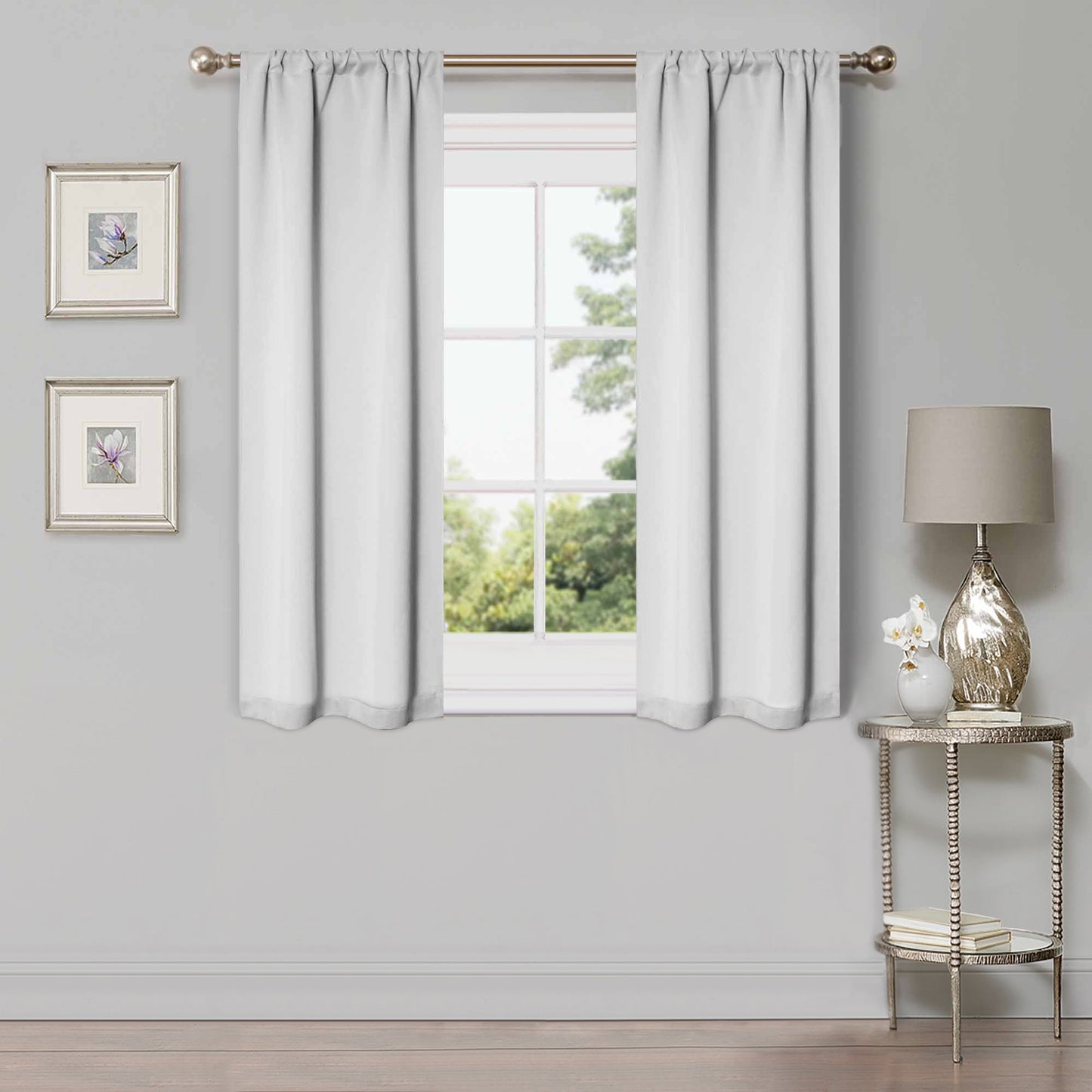 Solid Room Darkening Rod Pocket Blackout Curtain Panels. Set of 2