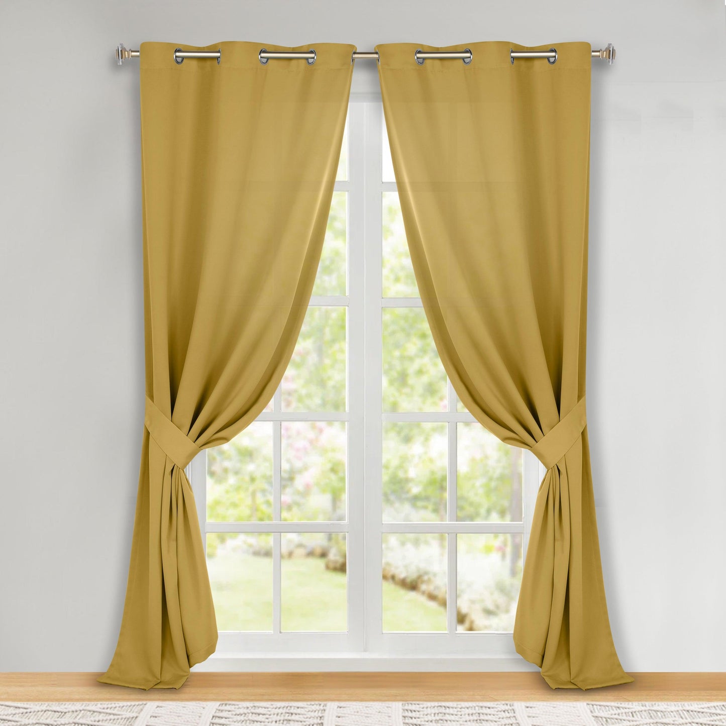 Classic Modern Solid Room Darkening Blackout Curtain Panels. Set of 2