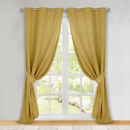 Classic Modern Solid Room Darkening Blackout Curtain Panels. Set of 2