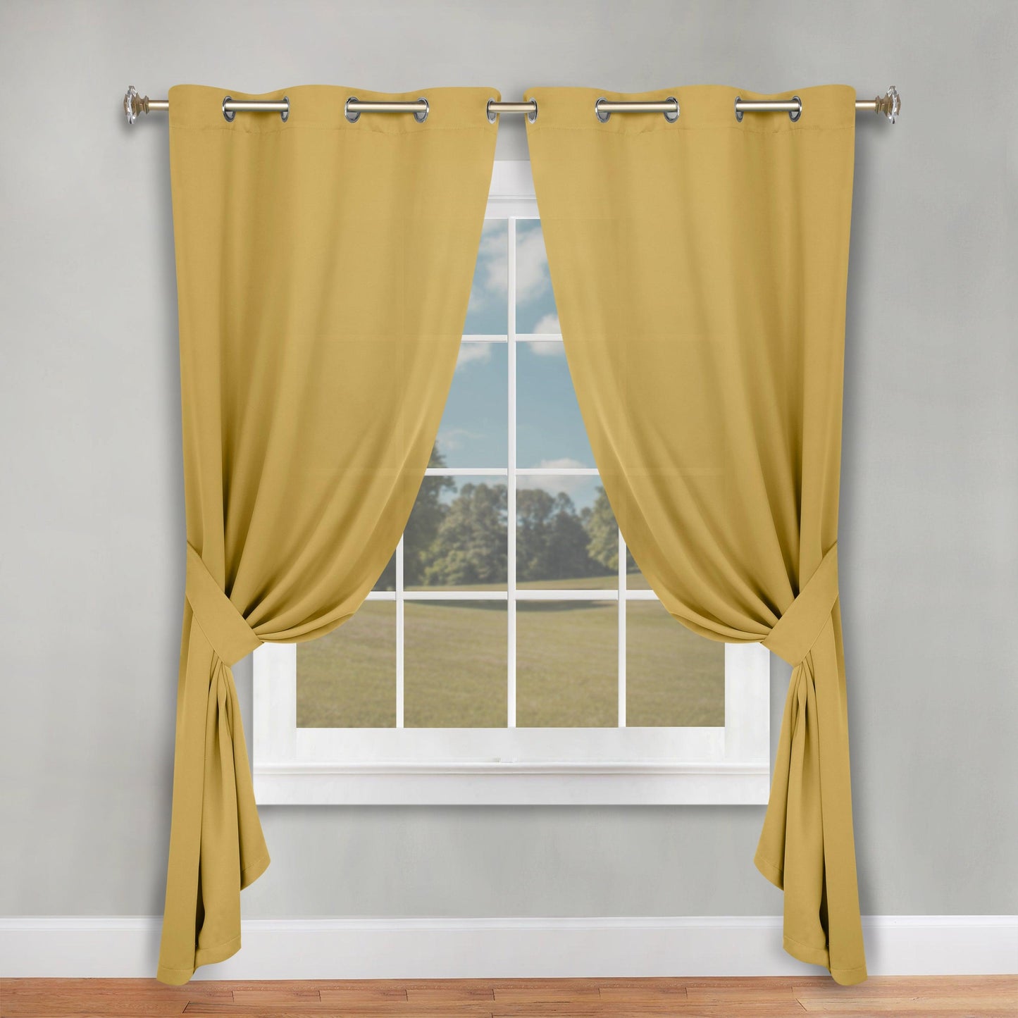 Classic Modern Solid Room Darkening Blackout Curtain Panels. Set of 2