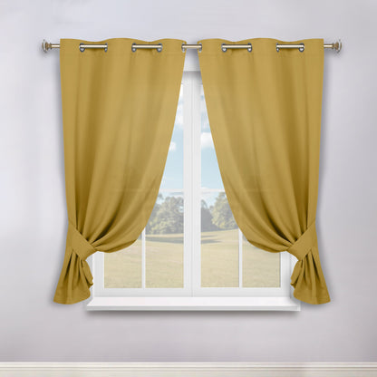 Classic Modern Solid Room Darkening Blackout Curtain Panels. Set of 2