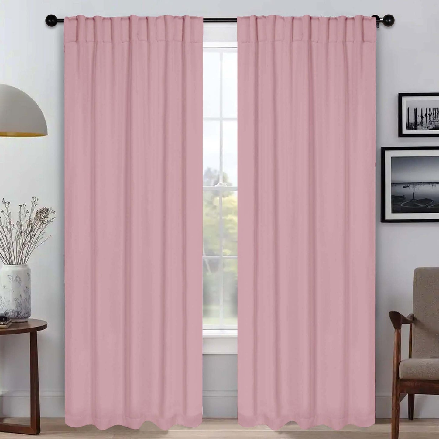 Solid Room Darkening Blackout Curtain Panels. Back Tabs. Set of 2