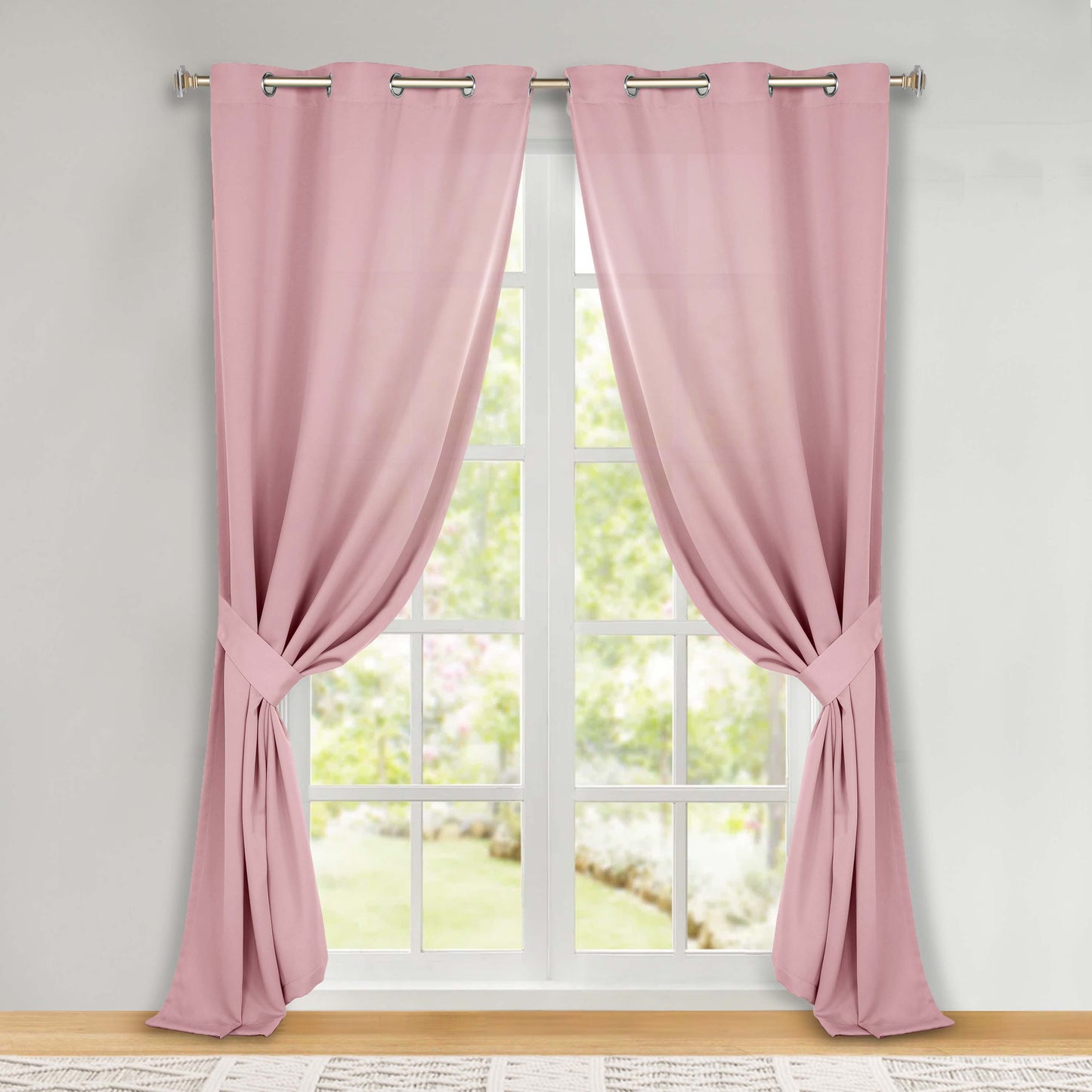 Classic Modern Solid Room Darkening Blackout Curtain Panels. Set of 2