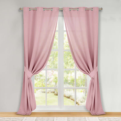 Classic Modern Solid Room Darkening Blackout Curtain Panels. Set of 2