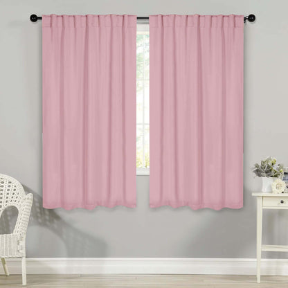 Solid Room Darkening Blackout Curtain Panels. Back Tabs. Set of 2