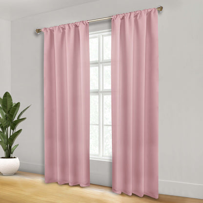 Solid Room Darkening Rod Pocket Blackout Curtain Panels. Set of 2