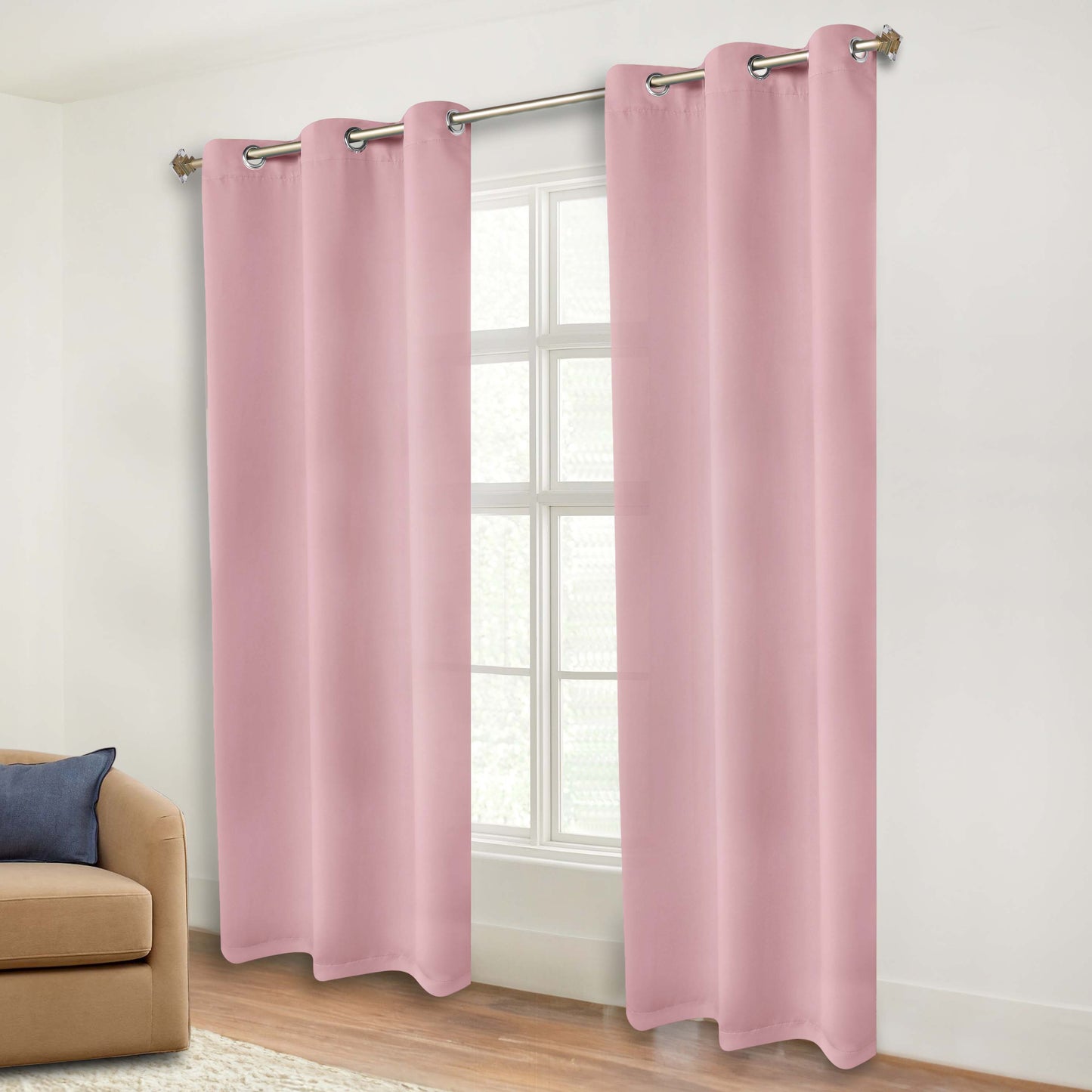 Classic Modern Solid Room Darkening Blackout Curtain Panels. Set of 2
