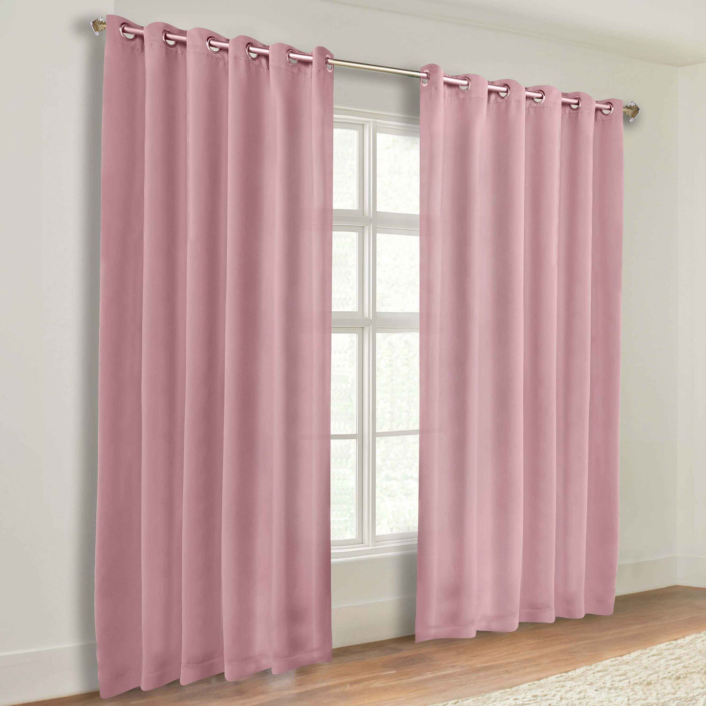 Classic Modern Solid Room Darkening Blackout Curtain Panels. Set of 2
