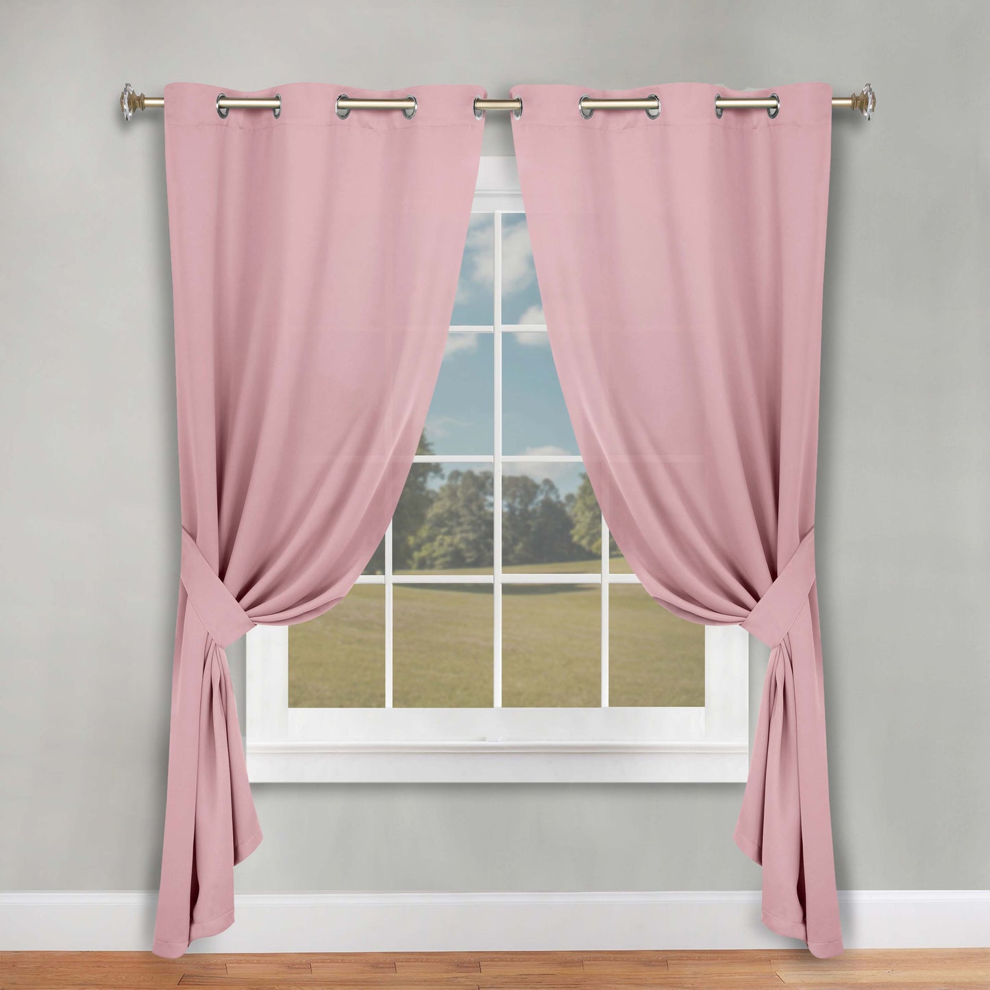 Classic Modern Solid Room Darkening Blackout Curtain Panels. Set of 2