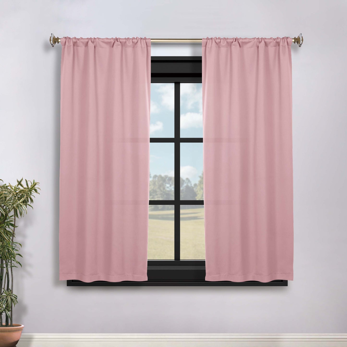 Solid Room Darkening Rod Pocket Blackout Curtain Panels. Set of 2