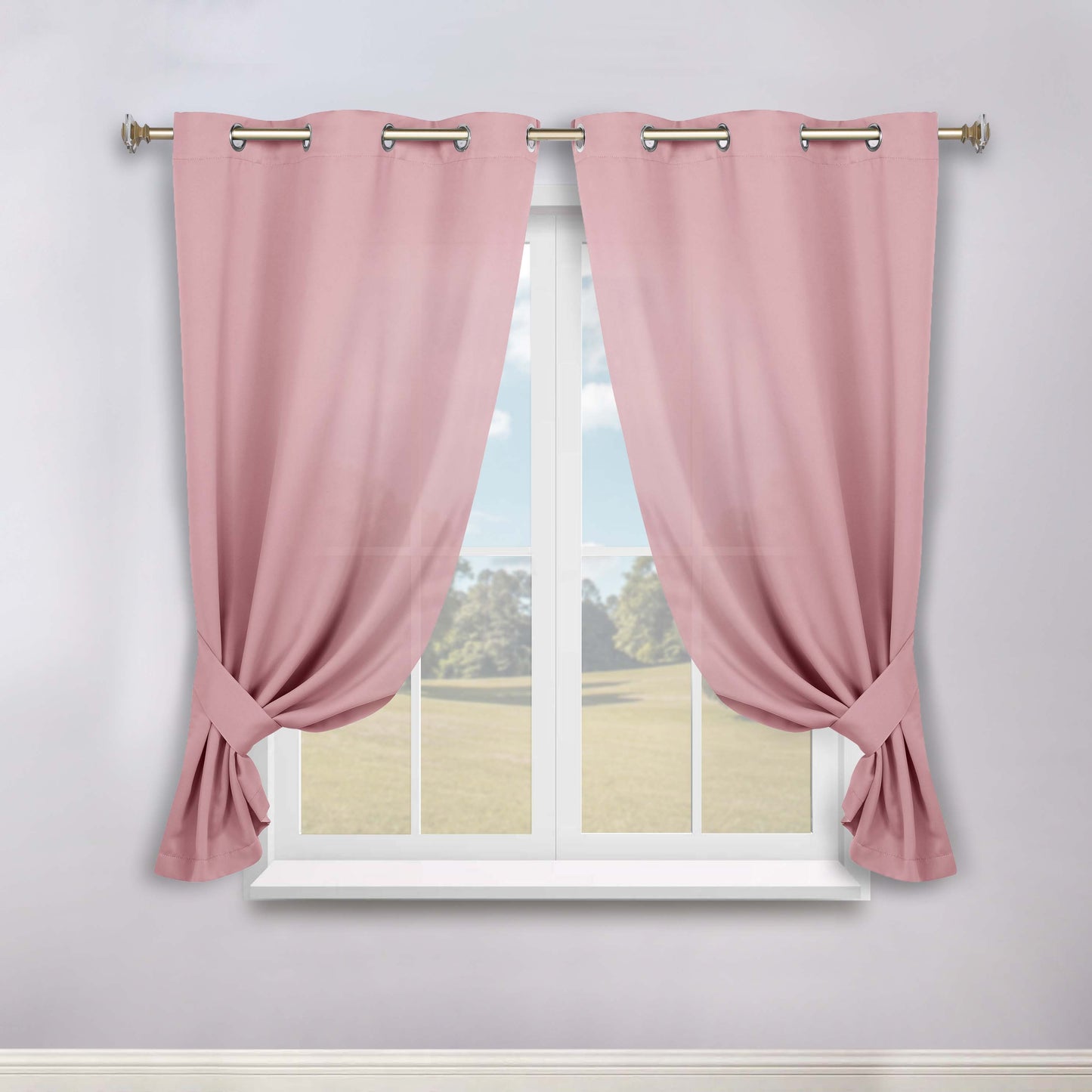 Classic Modern Solid Room Darkening Blackout Curtain Panels. Set of 2