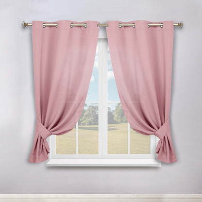 Classic Modern Solid Room Darkening Blackout Curtain Panels. Set of 2