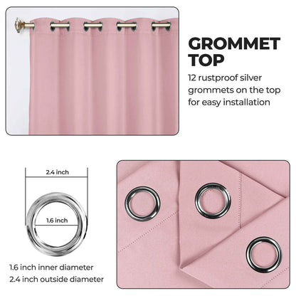 Classic Modern Solid Room Darkening Blackout Curtain Panels. Set of 2