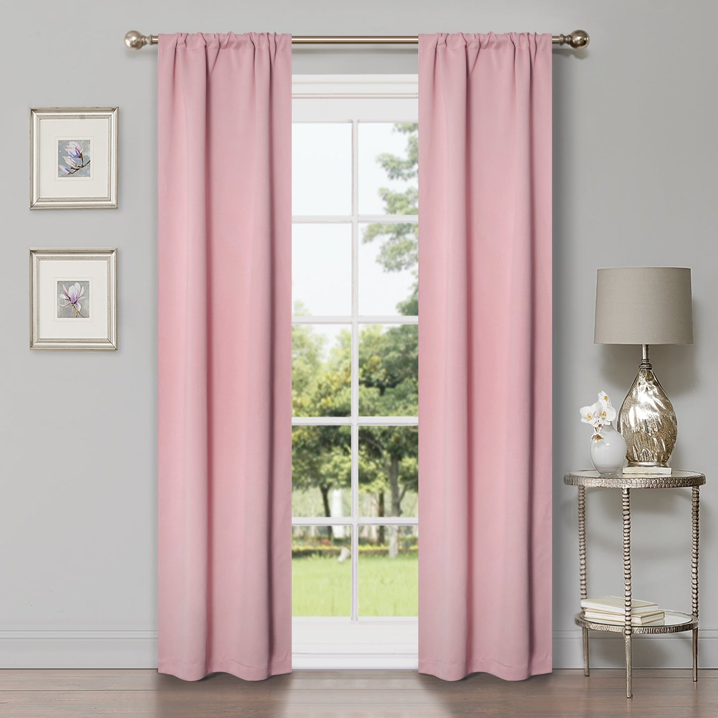 Solid Room Darkening Rod Pocket Blackout Curtain Panels. Set of 2