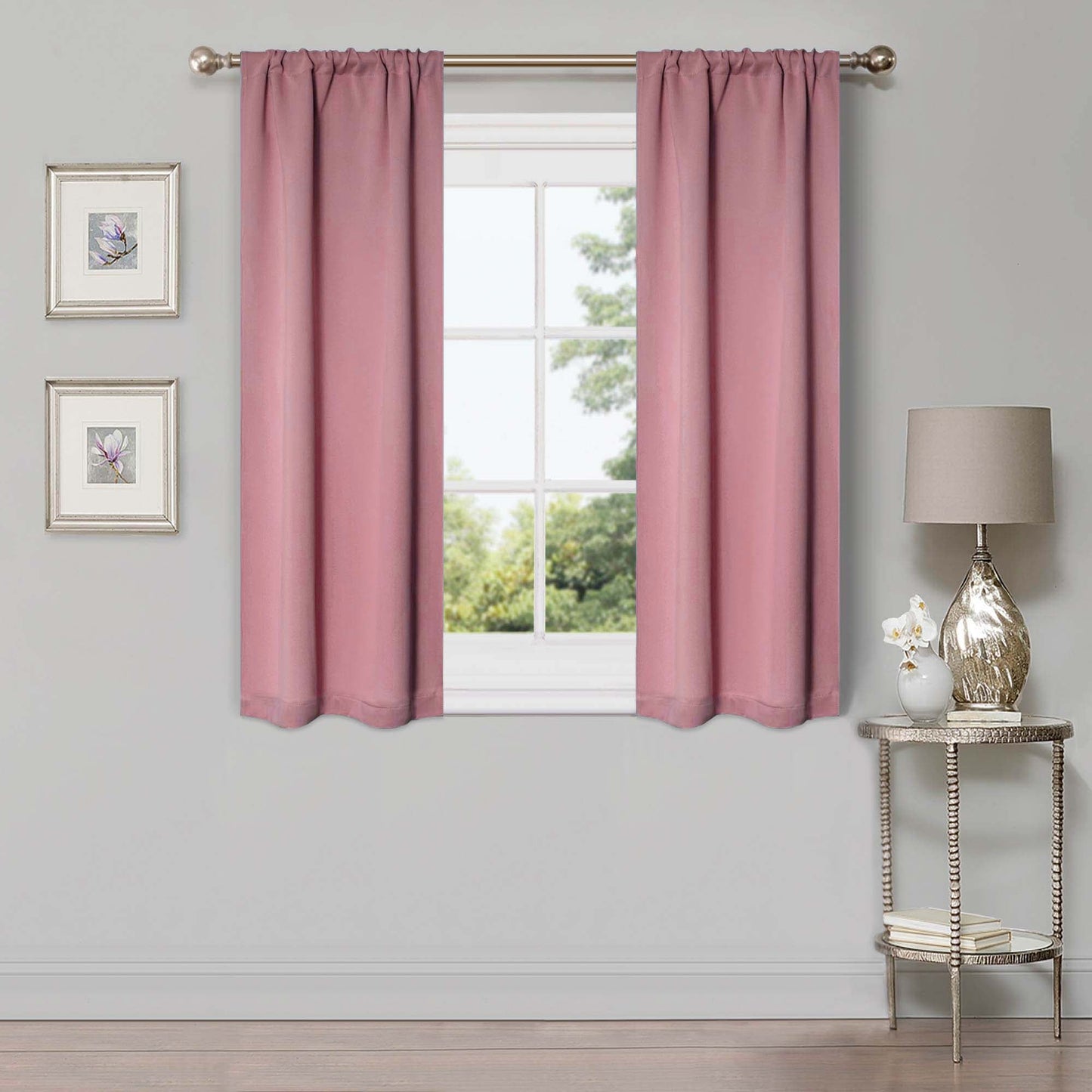 Solid Room Darkening Rod Pocket Blackout Curtain Panels. Set of 2