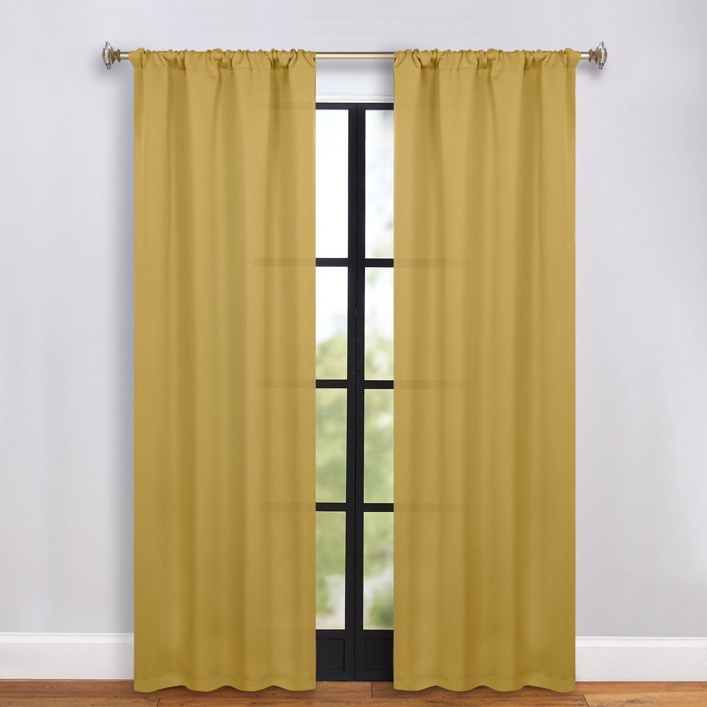 Solid Room Darkening Rod Pocket Blackout Curtain Panels. Set of 2