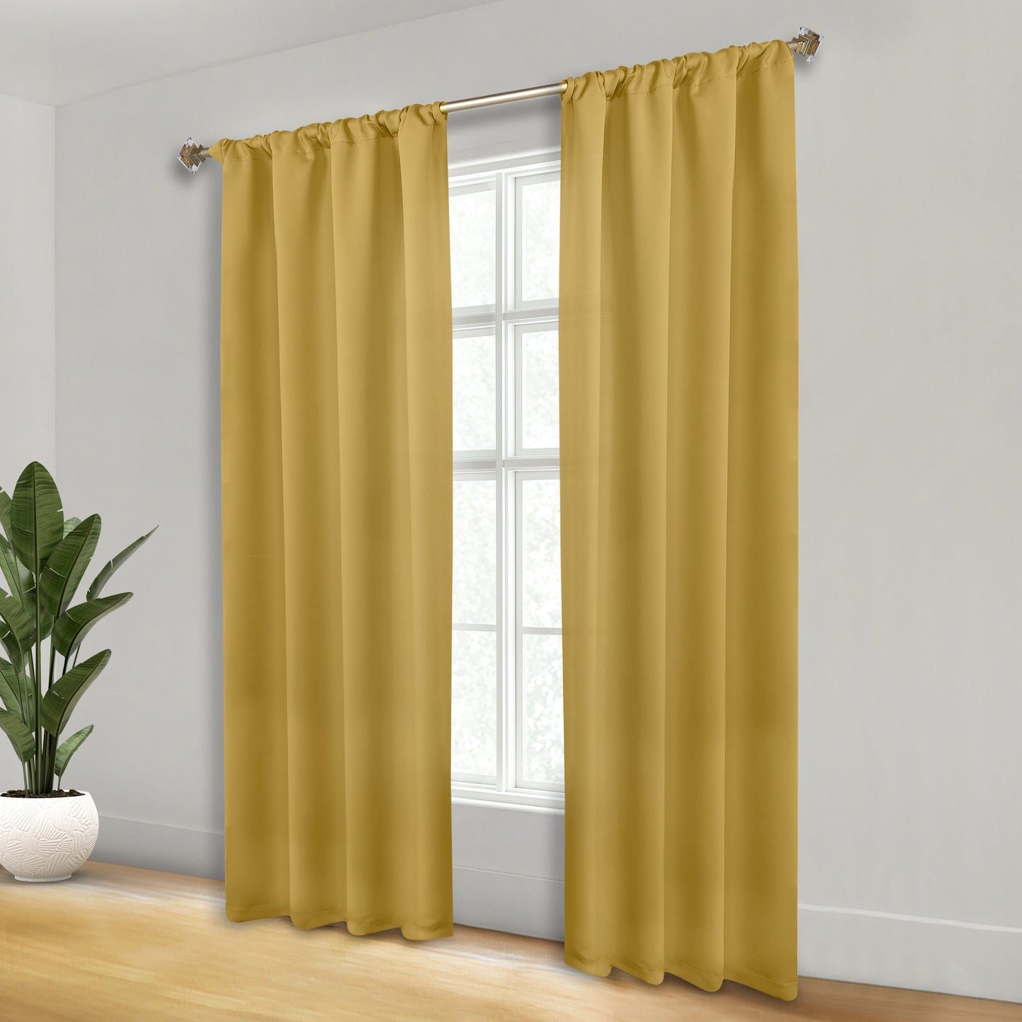 Solid Room Darkening Rod Pocket Blackout Curtain Panels. Set of 2