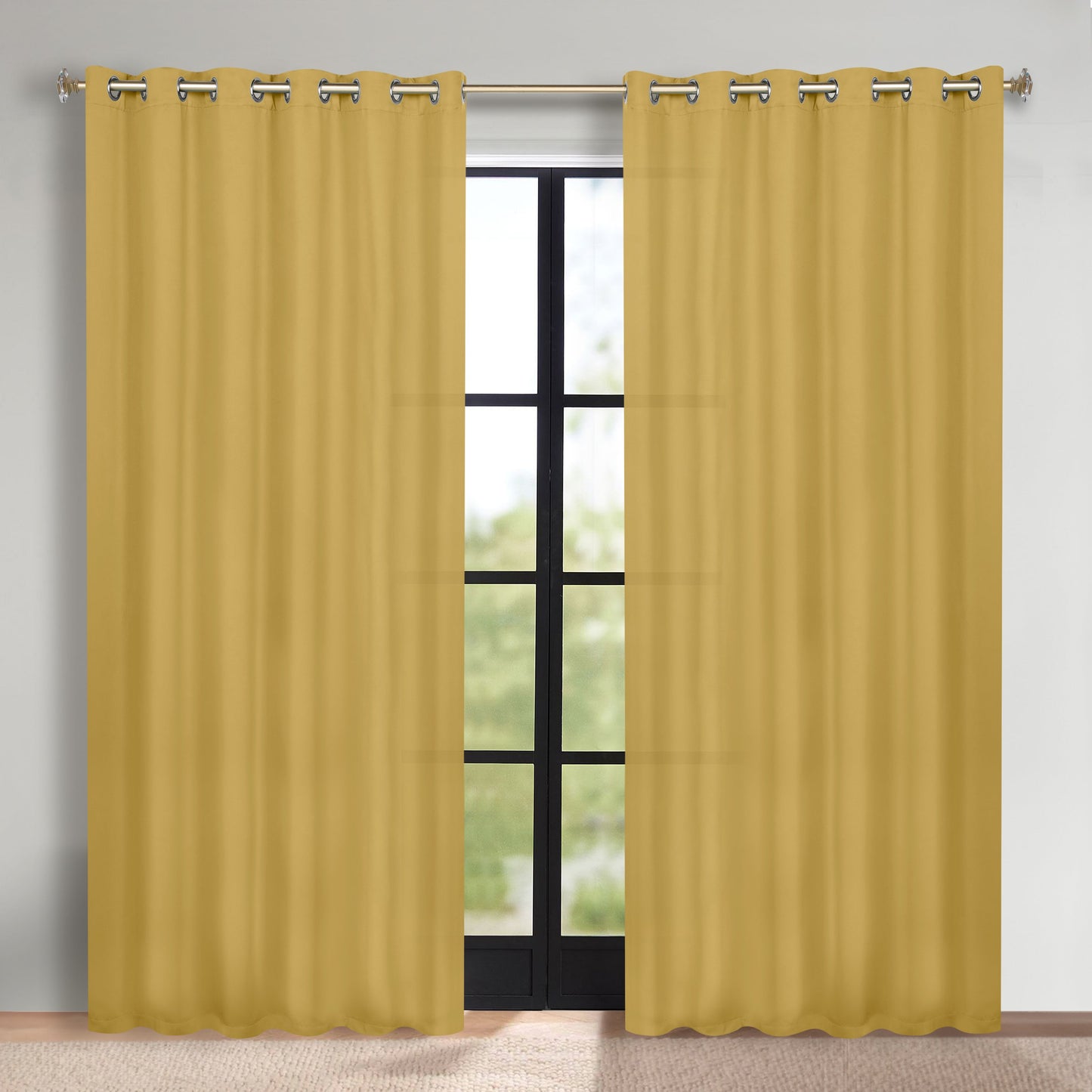Classic Modern Solid Room Darkening Blackout Curtain Panels. Set of 2