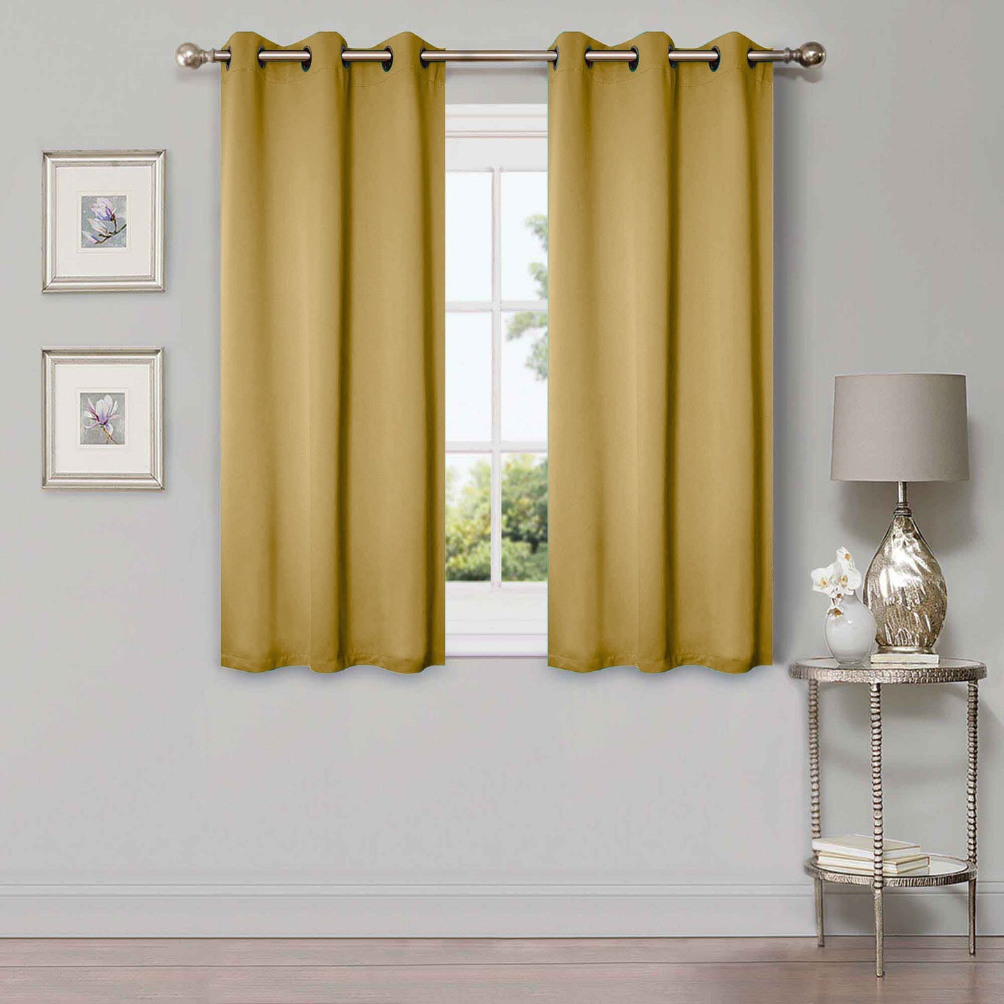 Classic Modern Solid Room Darkening Blackout Curtain Panels. Set of 2