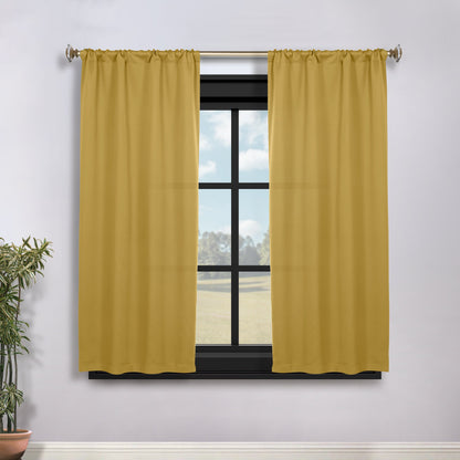 Solid Room Darkening Rod Pocket Blackout Curtain Panels. Set of 2