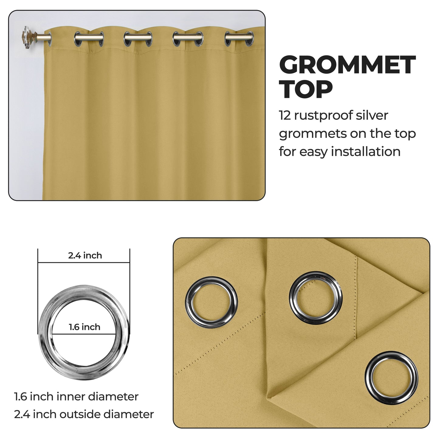 Classic Modern Solid Room Darkening Blackout Curtain Panels. Set of 2