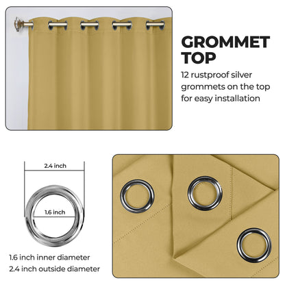 Classic Modern Solid Room Darkening Blackout Curtain Panels. Set of 2
