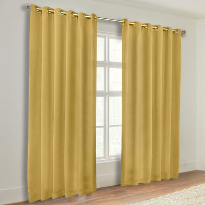 Classic Modern Solid Room Darkening Blackout Curtain Panels. Set of 2