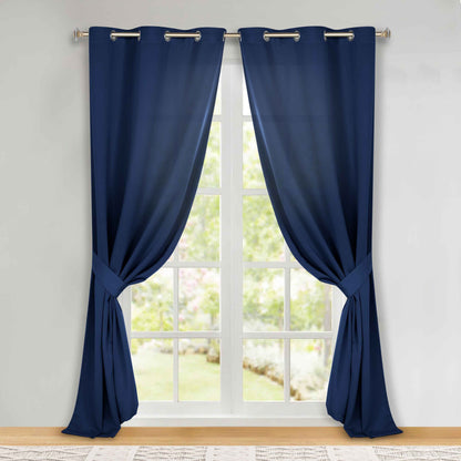 Classic Modern Solid Room Darkening Blackout Curtain Panels. Set of 2