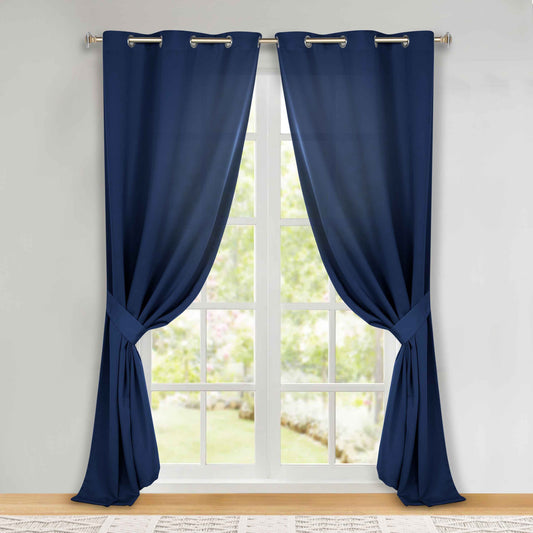 Classic Modern Solid Room Darkening Blackout Curtain Panels. Set of 2