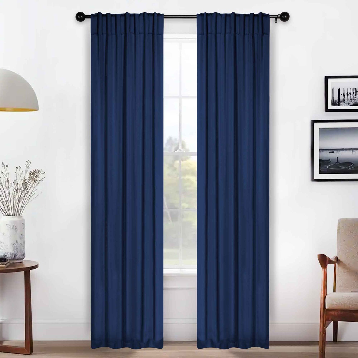 Solid Room Darkening Blackout Curtain Panels. Back Tabs. Set of 2