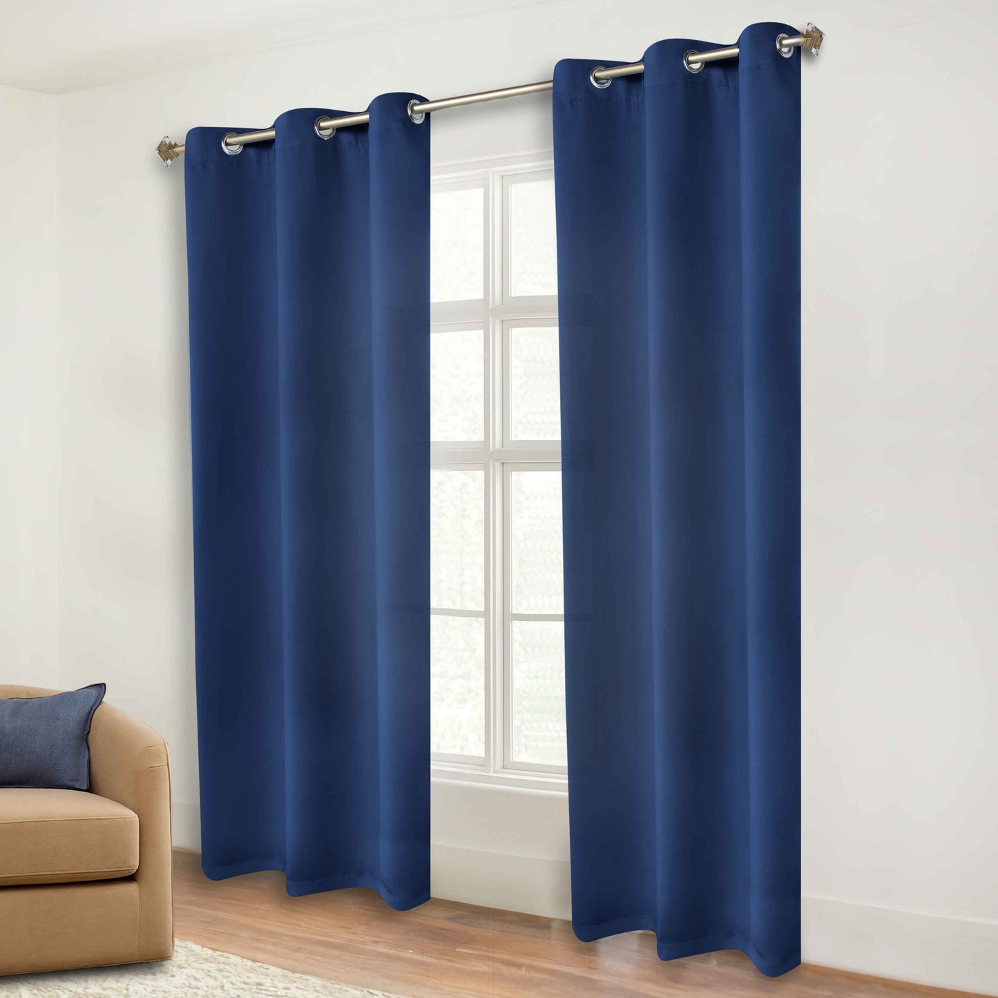 Classic Modern Solid Room Darkening Blackout Curtain Panels. Set of 2