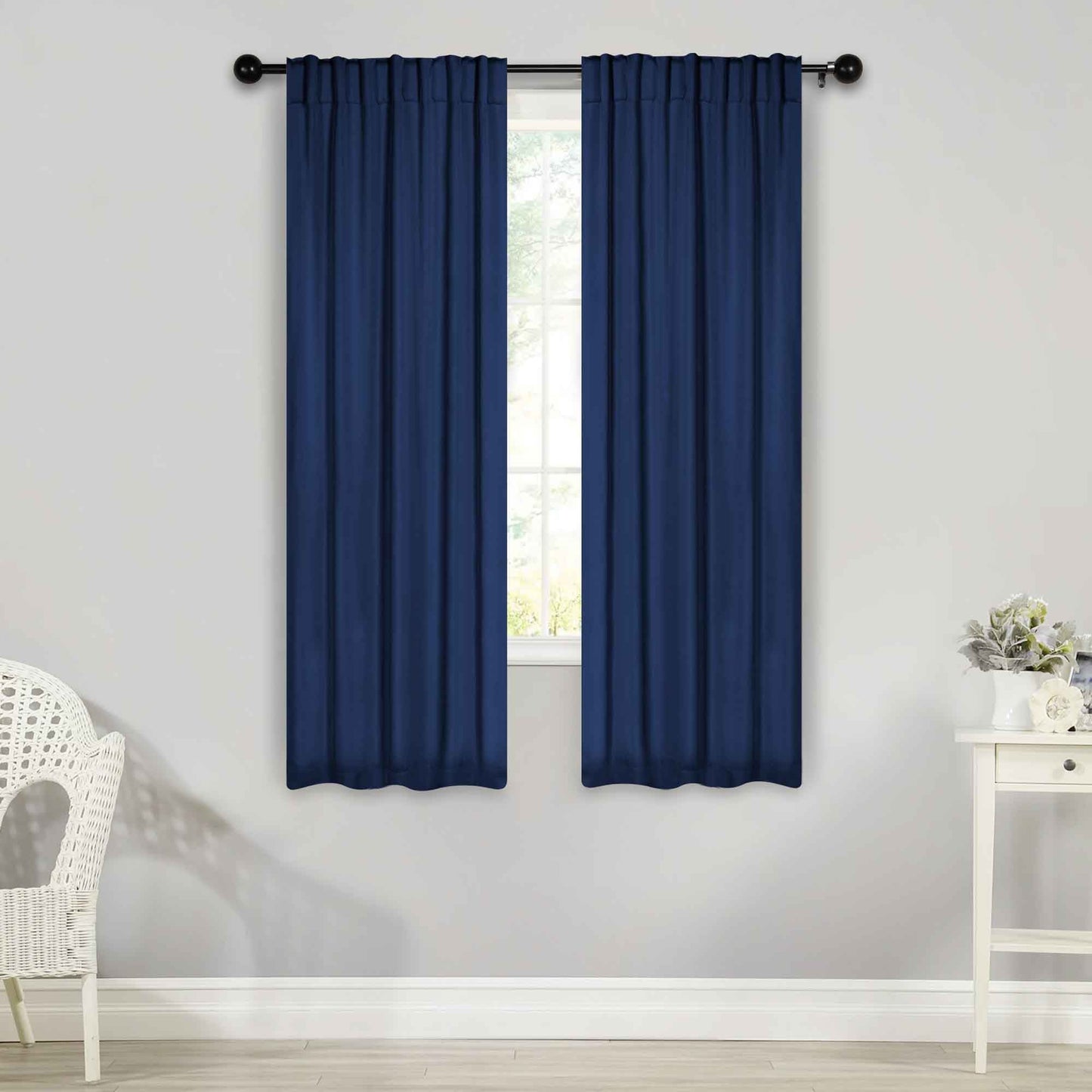 Solid Room Darkening Blackout Curtain Panels. Back Tabs. Set of 2
