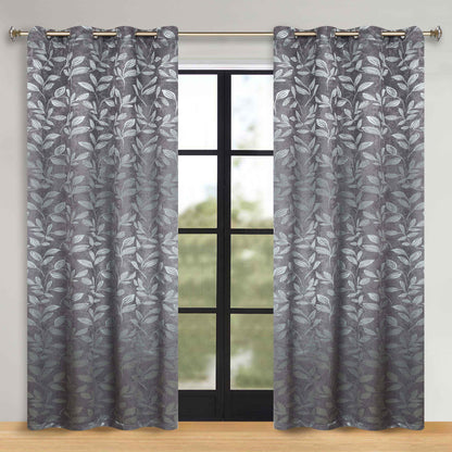 Leaves Room Darkening Washable Blackout Curtain Panels. Set of 2