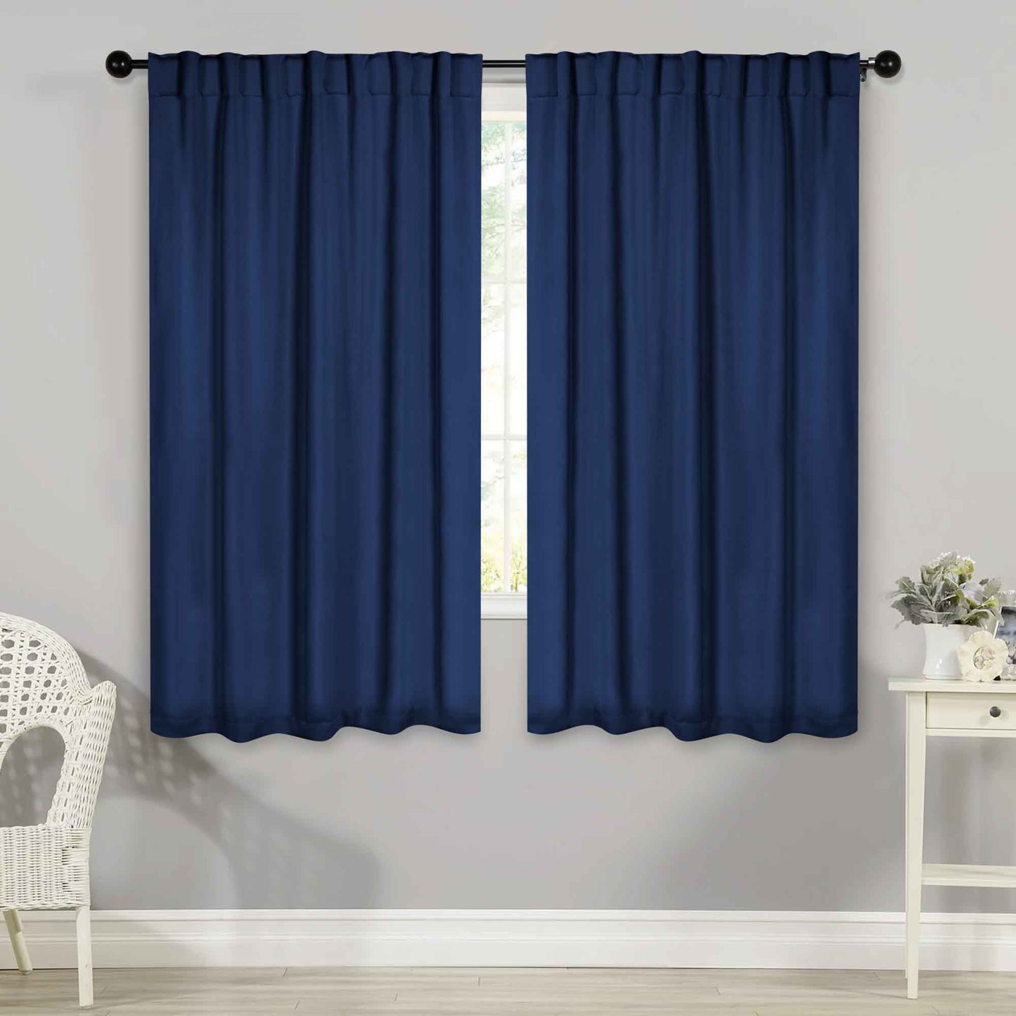 Solid Room Darkening Blackout Curtain Panels. Back Tabs. Set of 2
