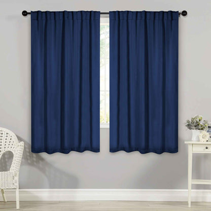 Solid Room Darkening Blackout Curtain Panels. Back Tabs. Set of 2