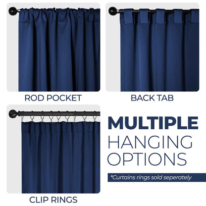Solid Room Darkening Blackout Curtain Panels. Back Tabs. Set of 2