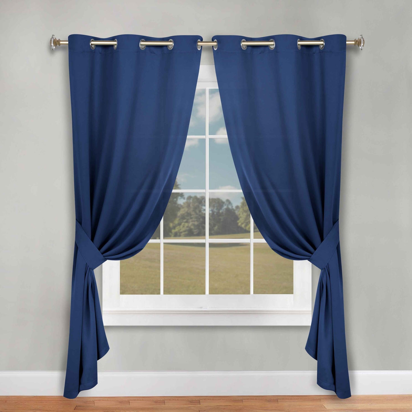 Classic Modern Solid Room Darkening Blackout Curtain Panels. Set of 2