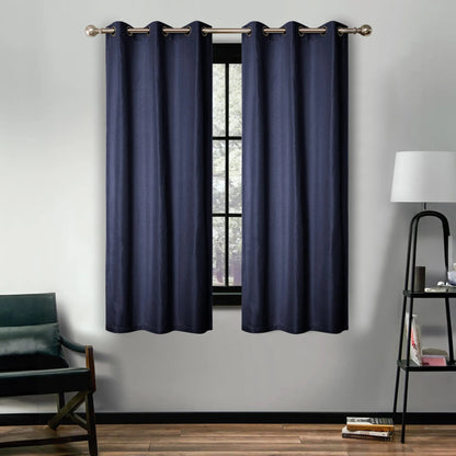 Linen Pattern Washable Room Darkening Blackout Curtains. Set of 2